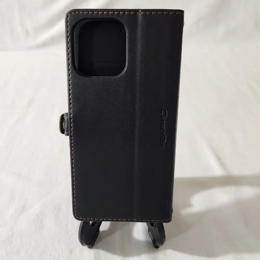 CaseMe Leather Folio Style Wallet Phone Case Zip Magnetic Close Card Slots